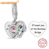 925 Silver Rainbow Bridge Heart Charms for Bracelet Necklace
