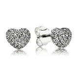 925 Silver Pave Heart Stud Earrings Women Gift DIY Jewelry