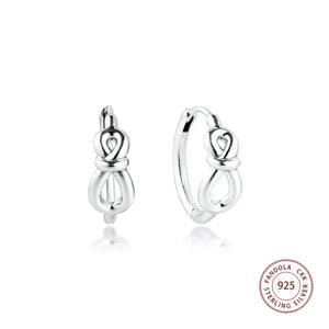 925 Silver Infinity Knot Hoop Earrings Wedding Jewelry Brincos