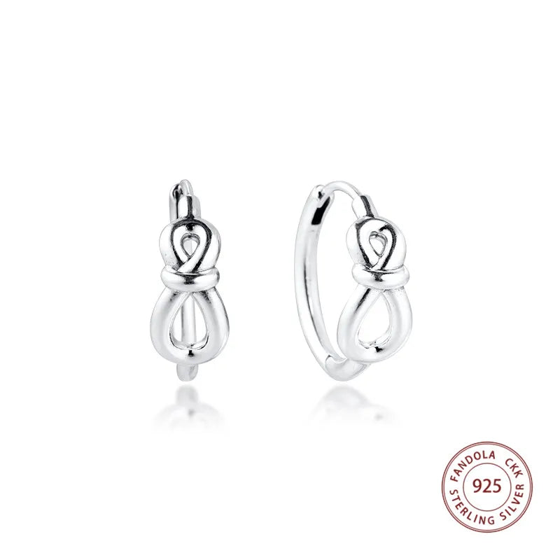 925 Silver Infinity Knot Hoop Earrings Wedding Jewelry Brincos