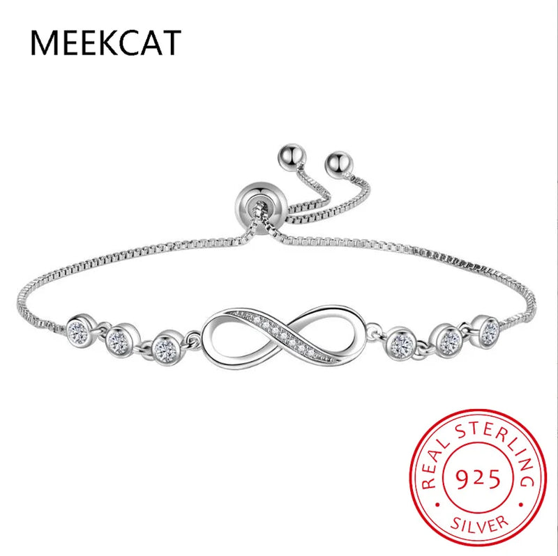 925 Silver Infinity Moissanite Bracelet for Women