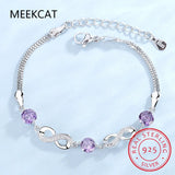 925 Silver Infinity Love Zircon Bracelet Amethyst SCB037