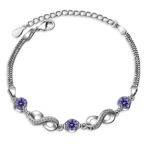 925 Silver Infinity Love Chain Zircon Bracelet for Women SCB037