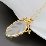 925 Silver Inlaid Chalcedony Tree Leaf Pendant