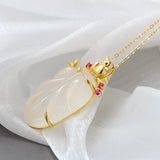 925 Silver Inlaid Chalcedony Tree Leaf Pendant