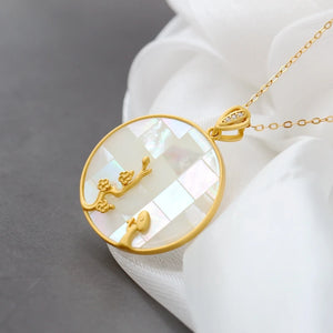 925 Silver Natural Pearl Shellfish Pendant 18K Plated Jewelry