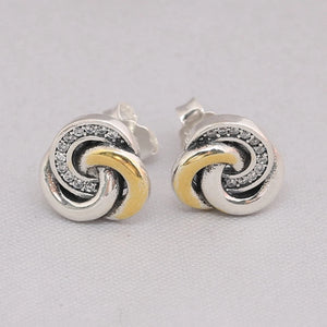 925 Silver Interlinked Circles Stud Earrings Women Gift DIY Jewelry