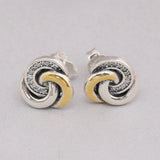 925 Silver Interlinked Circles Stud Earrings Women Gift DIY Jewelry