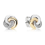 925 Silver Interlinked Circles Stud Earrings Women Gift DIY Jewelry