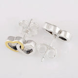 925 Silver Interlocked Hearts Heart to Heart Stud Earrings Gift DIY Jewelry