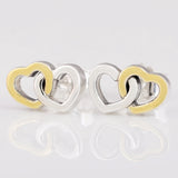 925 Silver Interlocked Hearts Heart to Heart Stud Earrings For Women