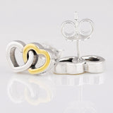 925 Silver Interlocked Hearts Heart to Heart Stud Earrings Gift DIY Jewelry