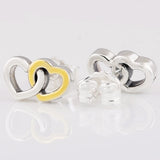 925 Silver Interlocked Hearts Heart to Heart Stud Earrings Gift DIY Jewelry