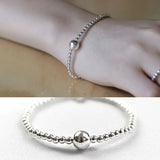 925 Silver Round Beads Bracelet Women