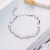 925 Silver Austrian Crystal Heart Charm Bracelet Women Bangle
