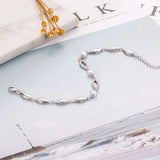 925 Silver Austrian Crystal Heart Charm Bracelet Women Bangle