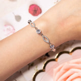 925 Silver Austrian Crystal Heart Charm Bracelet Women Bangle