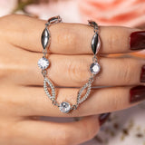 925 Silver Austrian Crystal Heart Charm Bracelet Women Bangle