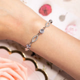 925 Silver Austrian Crystal Heart Charm Bracelet Women Bangle