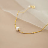 925 Silver Beads Station Baroque Pearl Chain Bracelet Gift