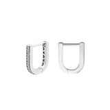 925 Sterling Silver CZ U-shaped Hoop Earrings for Women