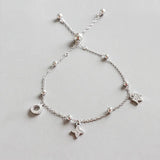 925 Silver Lucky Charm Bracelet with Four Leaf Clover Crown