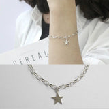 925 Silver 5-pointed Star Charm Bracelet Women