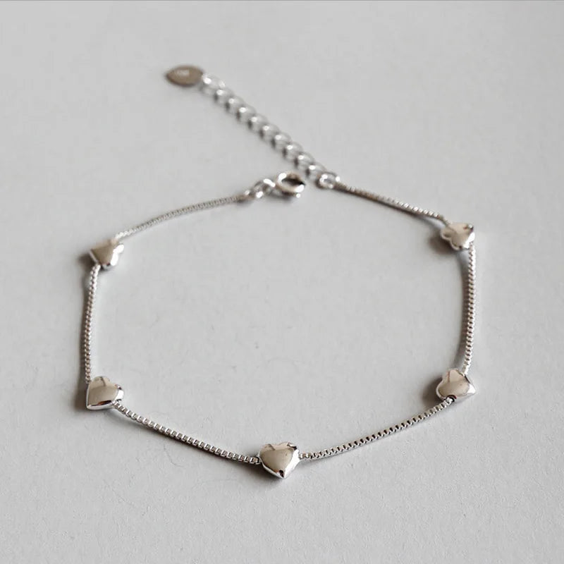 925 Silver Heart Charm Bracelet Jewelry for Women