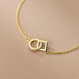 925 Silver Interlocked Circle & Square CZ Bracelet