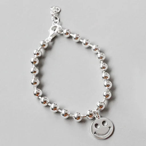 925 Silver Lovely Smile Face Charm Bracelets for Kids