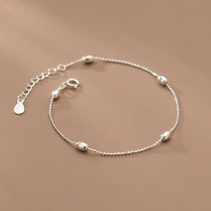 925 Sterling Silver Olive Bead Chain Bracelet C-S4712