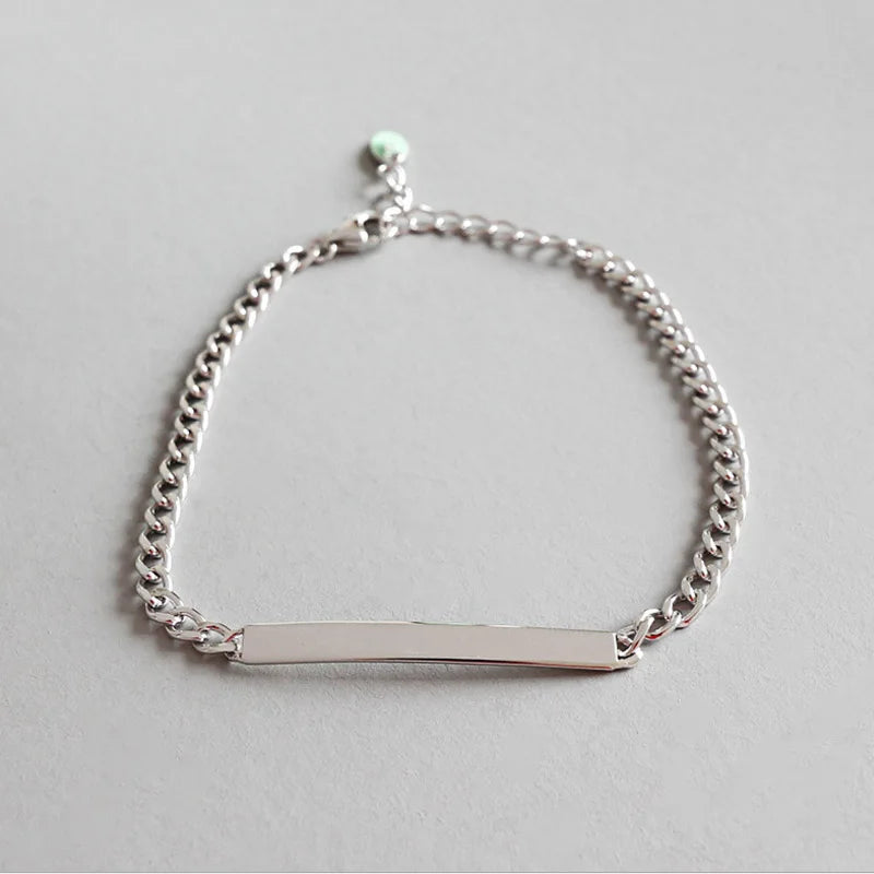 925 Silver Punk Geometric Charm Bracelet for Women