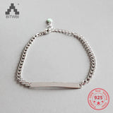 925 Silver Punk Geometric Charm Bracelet for Women