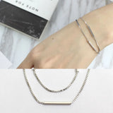 925 Silver Double Box Chain Bracelets for Women