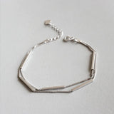 925 Silver Double Box Chain Bracelets for Women