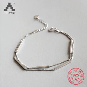 925 Silver Double Box Chain Bracelets for Women