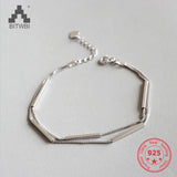 925 Silver Double Box Chain Bracelets for Women