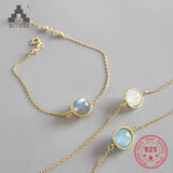 925 Silver Gray Moonstone Charm Bracelet for Women