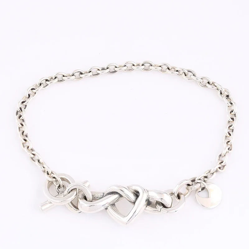 925 Sterling Silver Heart Knot Bracelet European Style