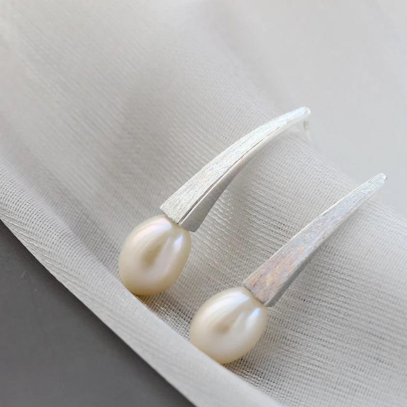 925 Silver Lady Retro Charm Freshwater Pearl Earrings