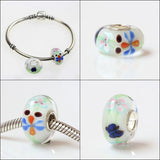 925 Silver 3D Colorful Goldfish Flowers Charm Bead for Bracelet