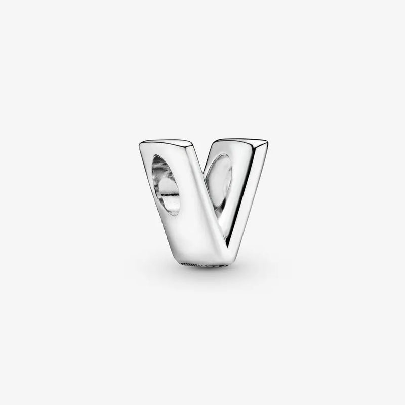 925 Silver Letter V Alphabet Charm for Bracelet DIY Beads