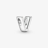 925 Silver Letter V Alphabet Charm for Bracelet DIY Beads