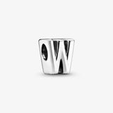 925 Silver Letter W Alphabet Charm for Bracelet Jewelry Making