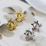 925 Silver Turtle Lady Earrings Pearl Inlay Jewelry
