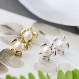 925 Silver Turtle Lady Earrings Pearl Inlay Jewelry