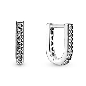 925 Sterling Silver U-shaped Hoop Earrings Women Gift DIY Jewelry