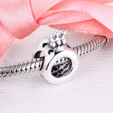 925 Sterling Silver Love Heart Crown O Charm Bracelet Metal Beads