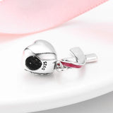 925 Silver Love Life Peace Red Ribbon Sign Beads DIY Bracelet Bangles