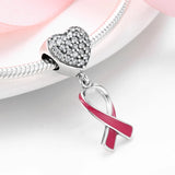 925 Silver Love Life Peace Red Ribbon Sign Beads DIY Bracelet Bangles